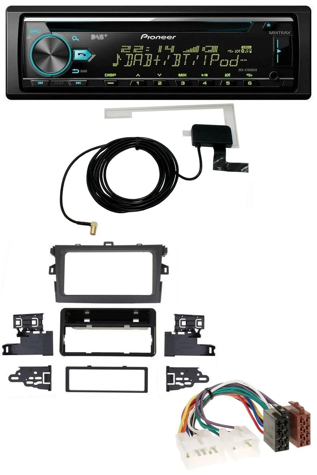 Pioneer MP3 AUX CD USB DAB Autoradio für Toyota Corolla 2009-2012 silber