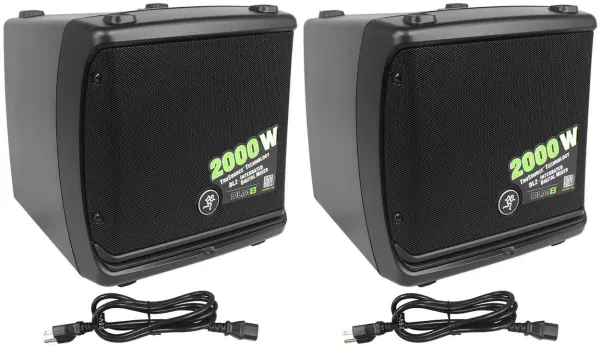 (2) Mackie DLM8 2000W 8" Full-Range Class D Powered Active DJ PA Speakers