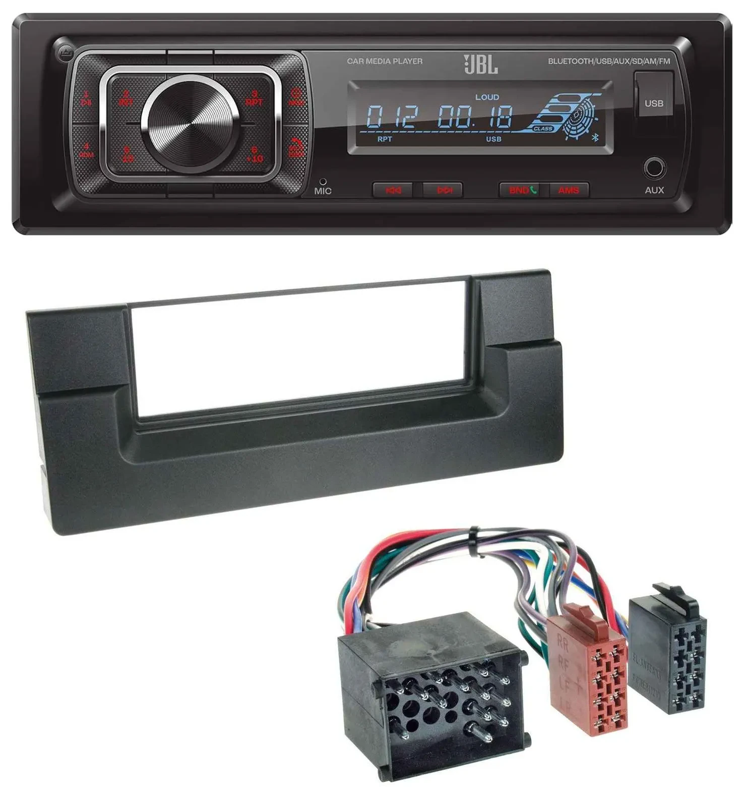 Автомагнитола JBL SD/AUX/MP3/USB/Bluetooth для BMW 5 (E39) и X5 (E53), круглый pin