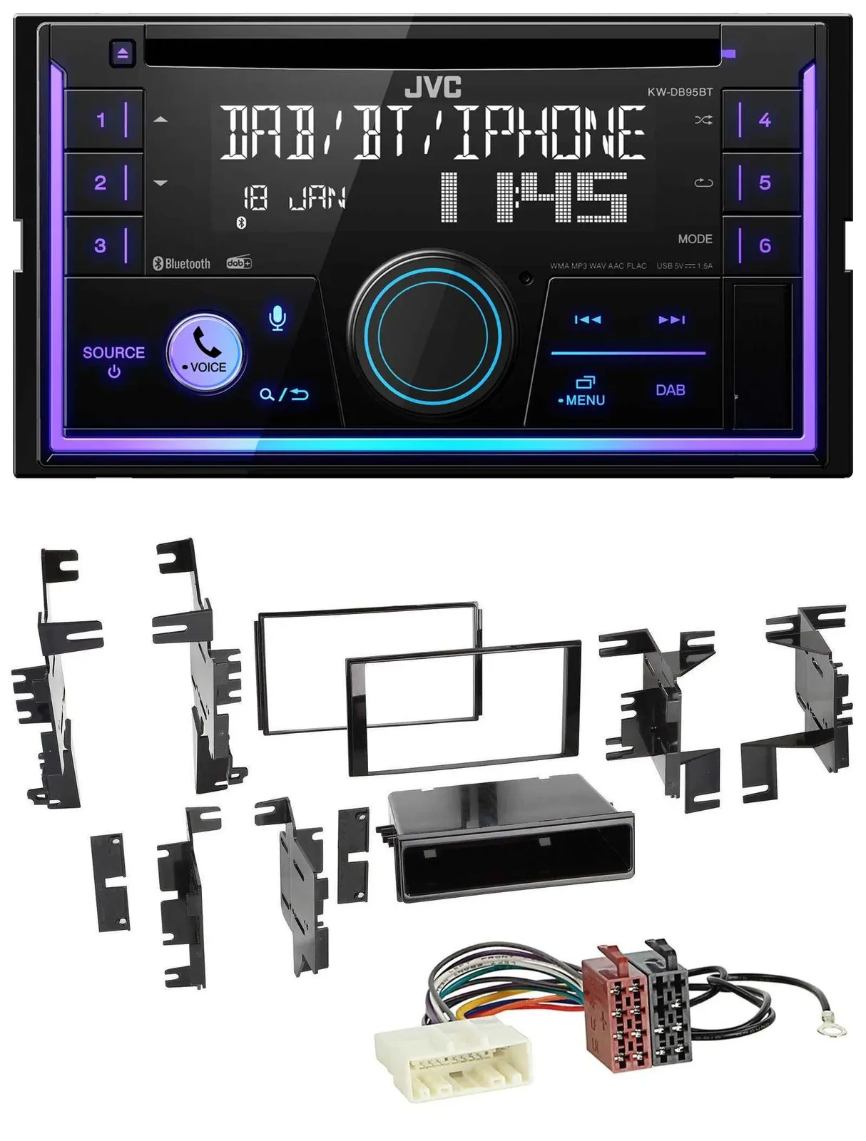Автомагнитола JVC 2 DIN, DAB, Bluetooth, CD, USB, MP3 для Nissan Versa (с 2007) и Xterra (с 2013)