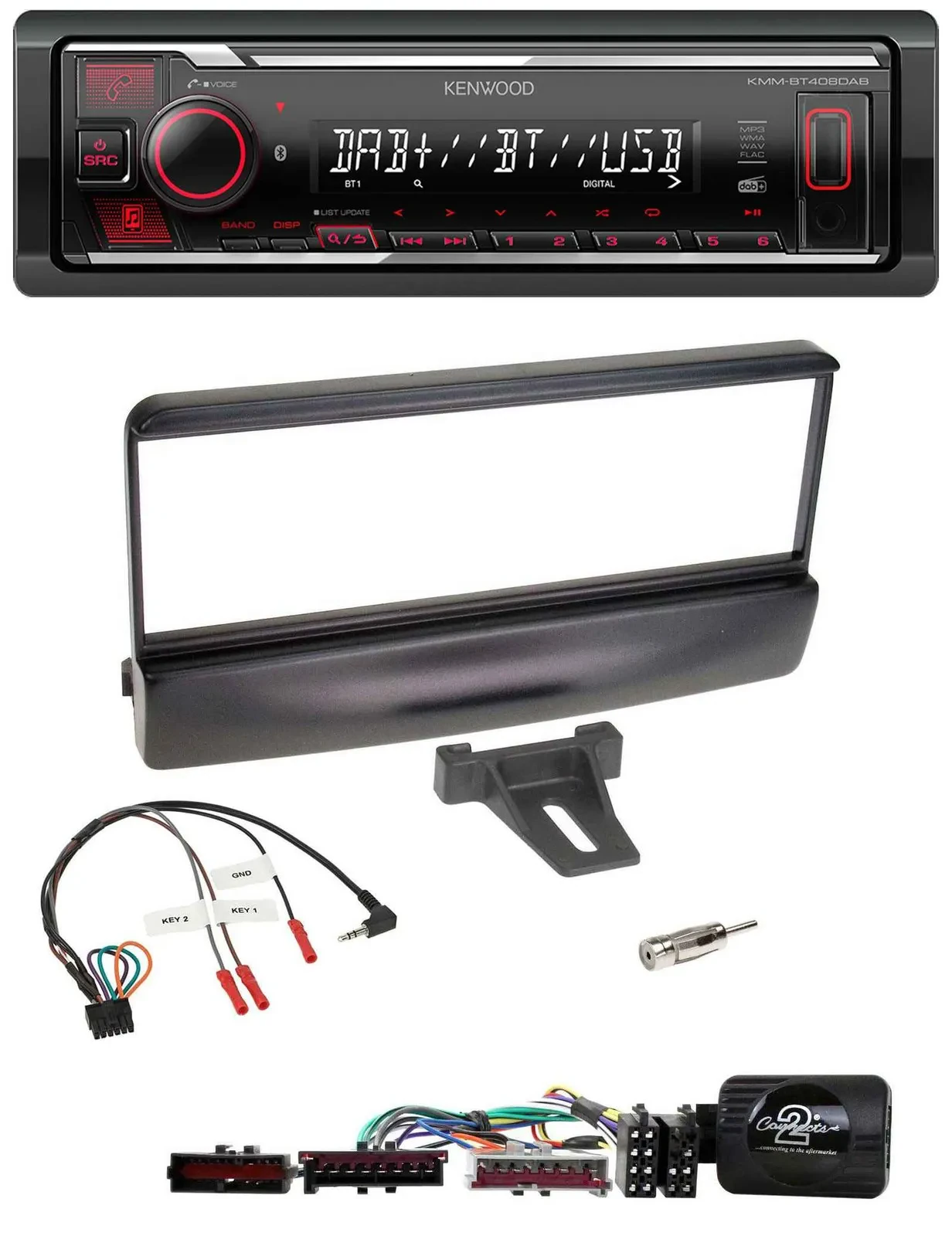 Kenwood Lenkrad Bluetooth USB DAB Autoradio für Ford Escort Focus schwarz