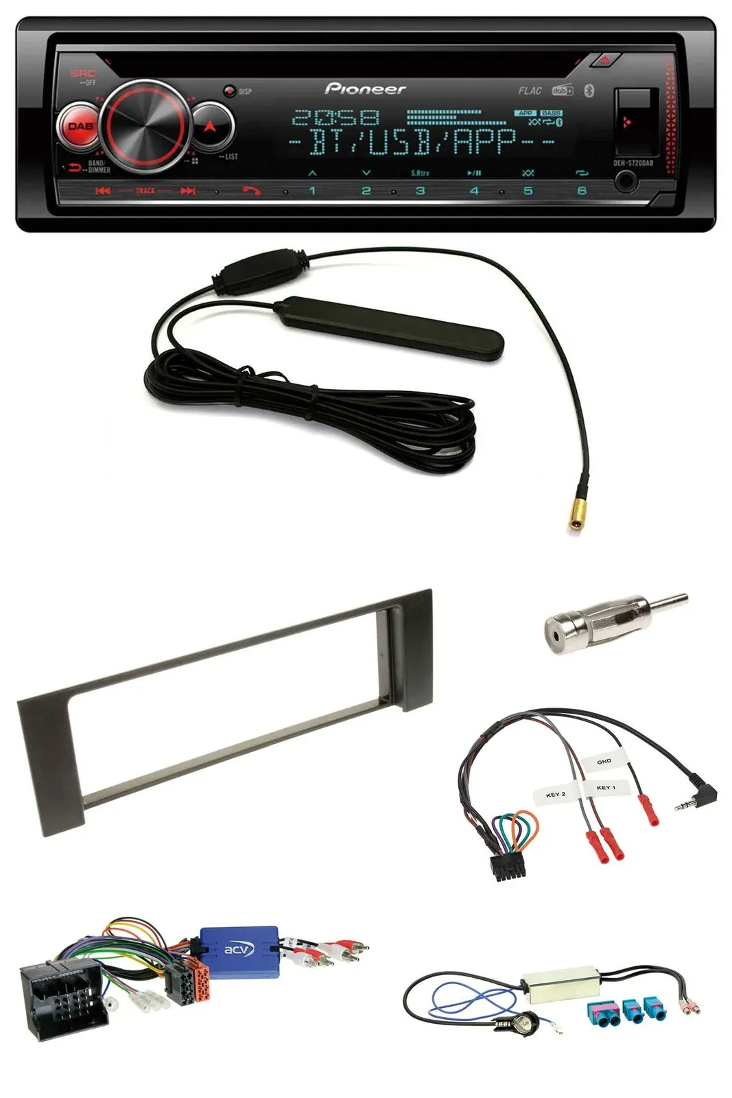 Автомагнитола Pioneer DAB, Bluetooth, USB, CD, для Audi A4 B6 (2000–2004), Quadlock, совместим с управлением на руле