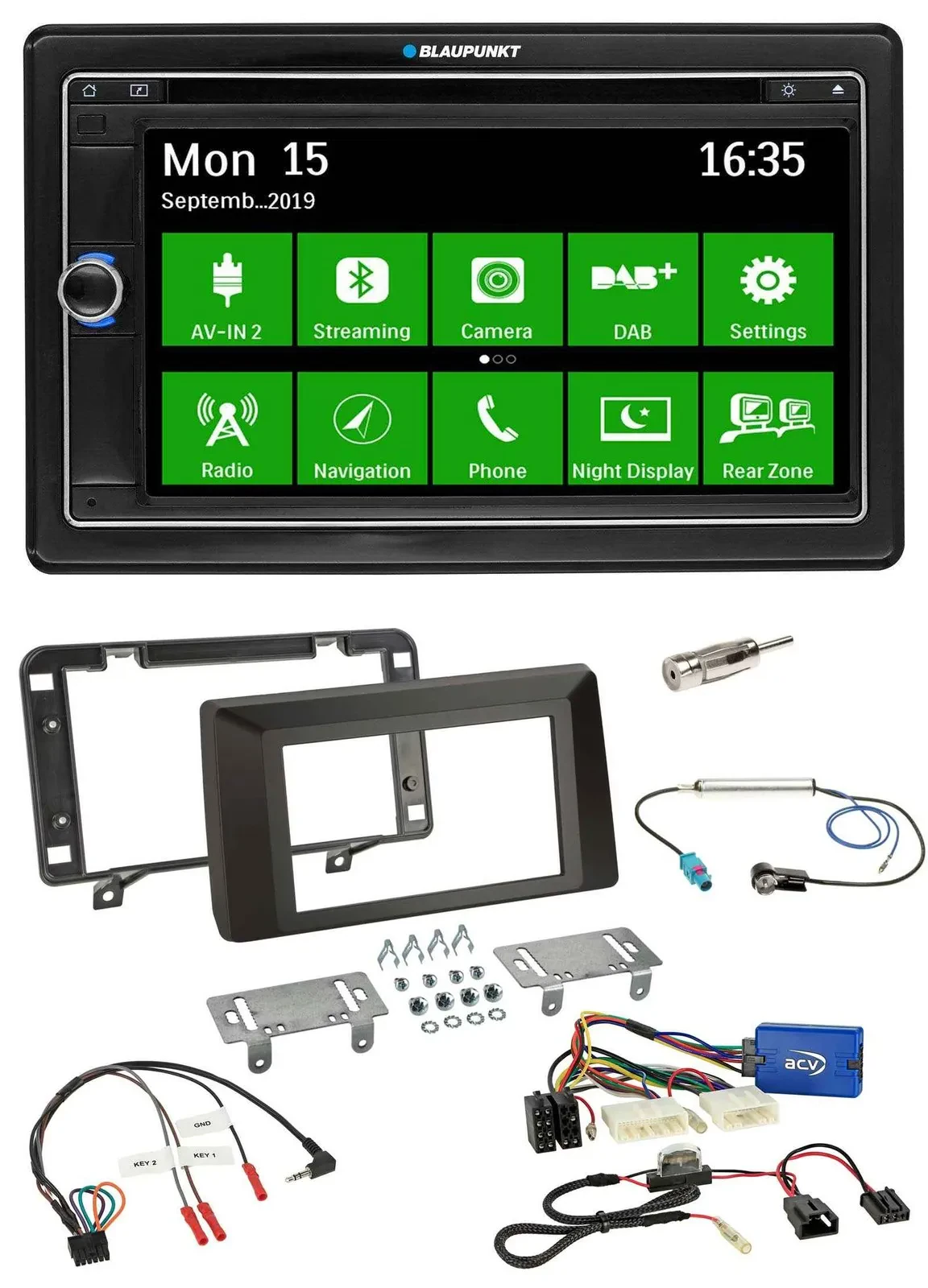 Автомагнитола для Dacia Duster (с 2021) Blaupunkt 2 DIN, Bluetooth, DAB, USB, TMC навигация, управление с руля