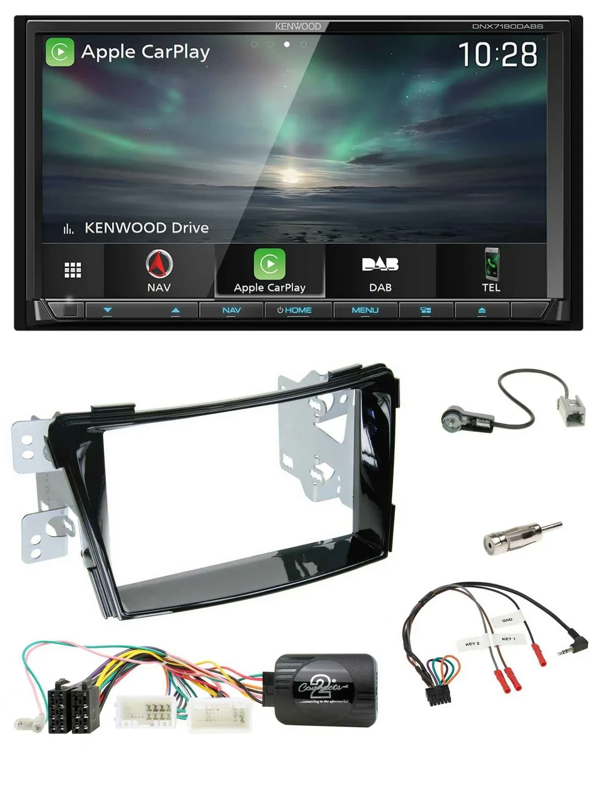 Kenwood Bluetooth USB 2DIN Lenkrad TMC DAB Navigation für Hyundai i40 ab 2011 VF