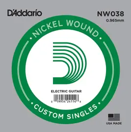 Струна для электрогитары D'Addario NW038 XL Nickel Wound Singles, сталь никелированная, калибр 38