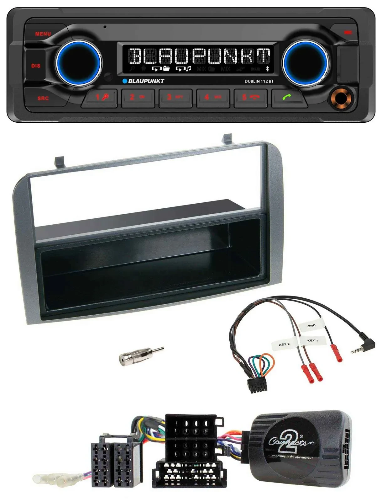 Blaupunkt MP3 Bluetooth USB Lenkrad Autoradio für Alfa 147 GT 07-10 anthrazit Ab