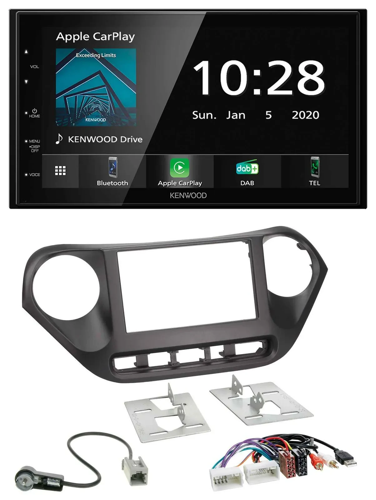 Автомагнитола Kenwood 2-DIN Bluetooth, DAB, MP3, USB, AUX для Hyundai i10 (с 2013)