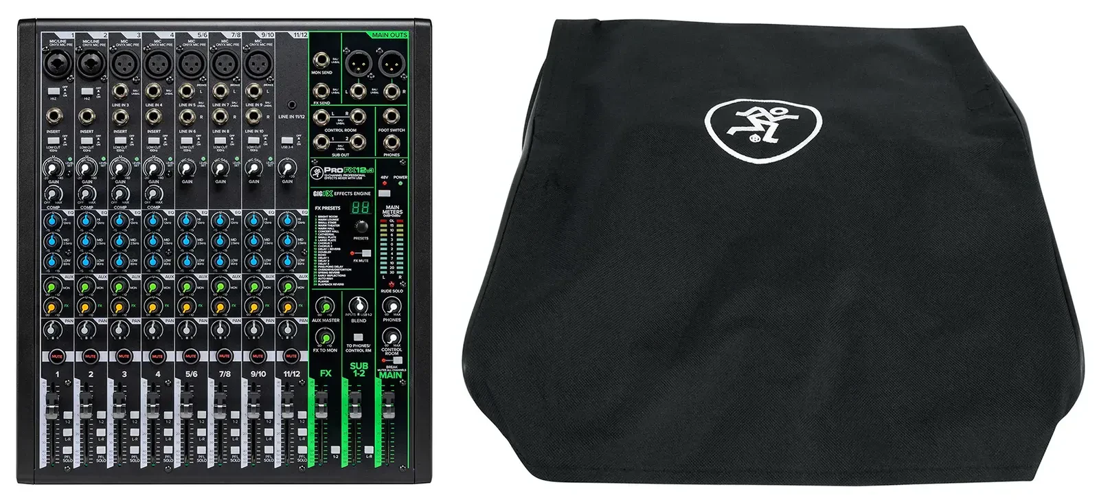 Микшерный пульт Mackie ProFX12v3 12-канальный, с USB и процессором эффектов, с чехлом