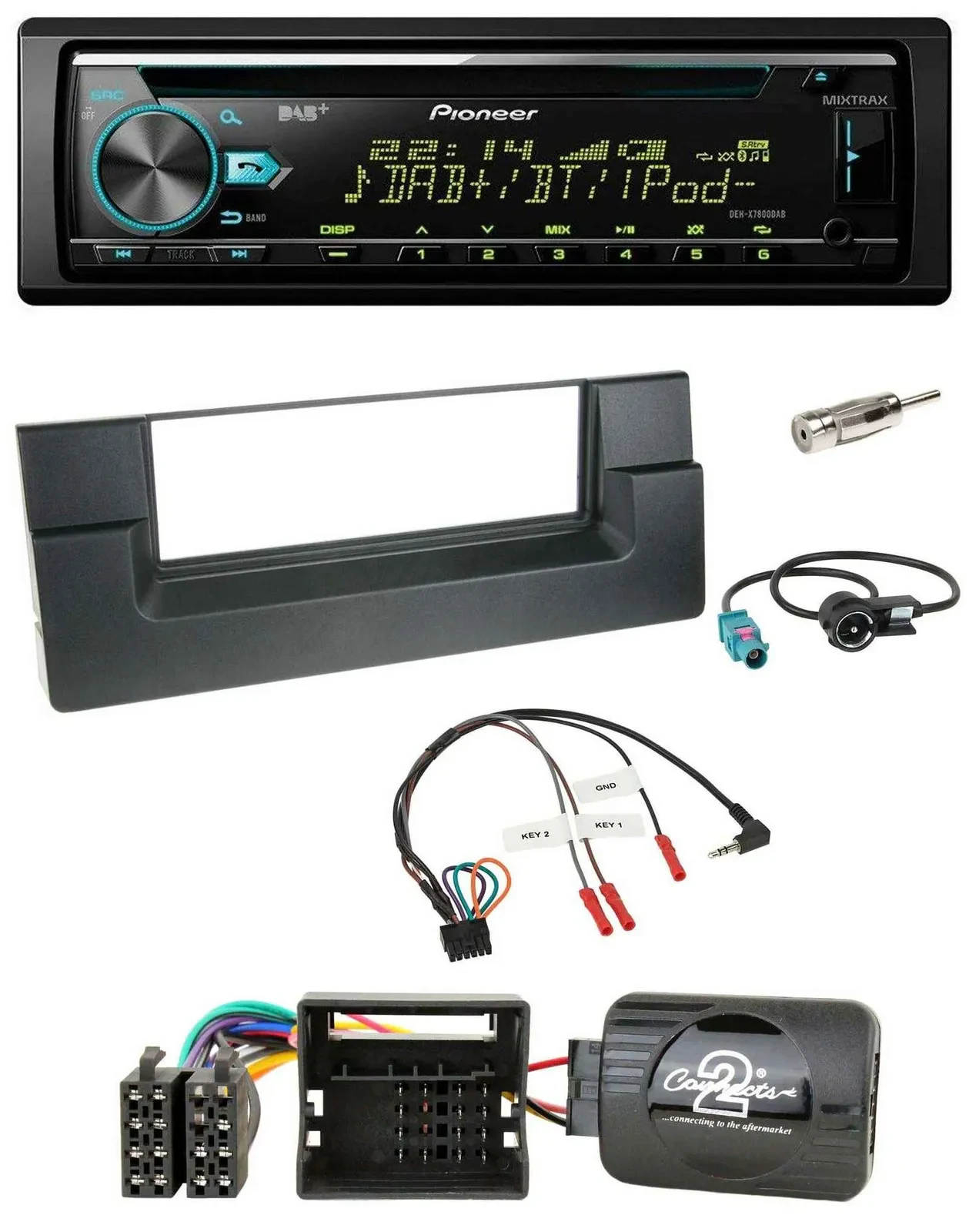 Автомагнитола Pioneer DAB, CD, USB, Bluetooth для BMW 5 Series E39 2001–2004, совместима с кнопками на руле, для активной системы