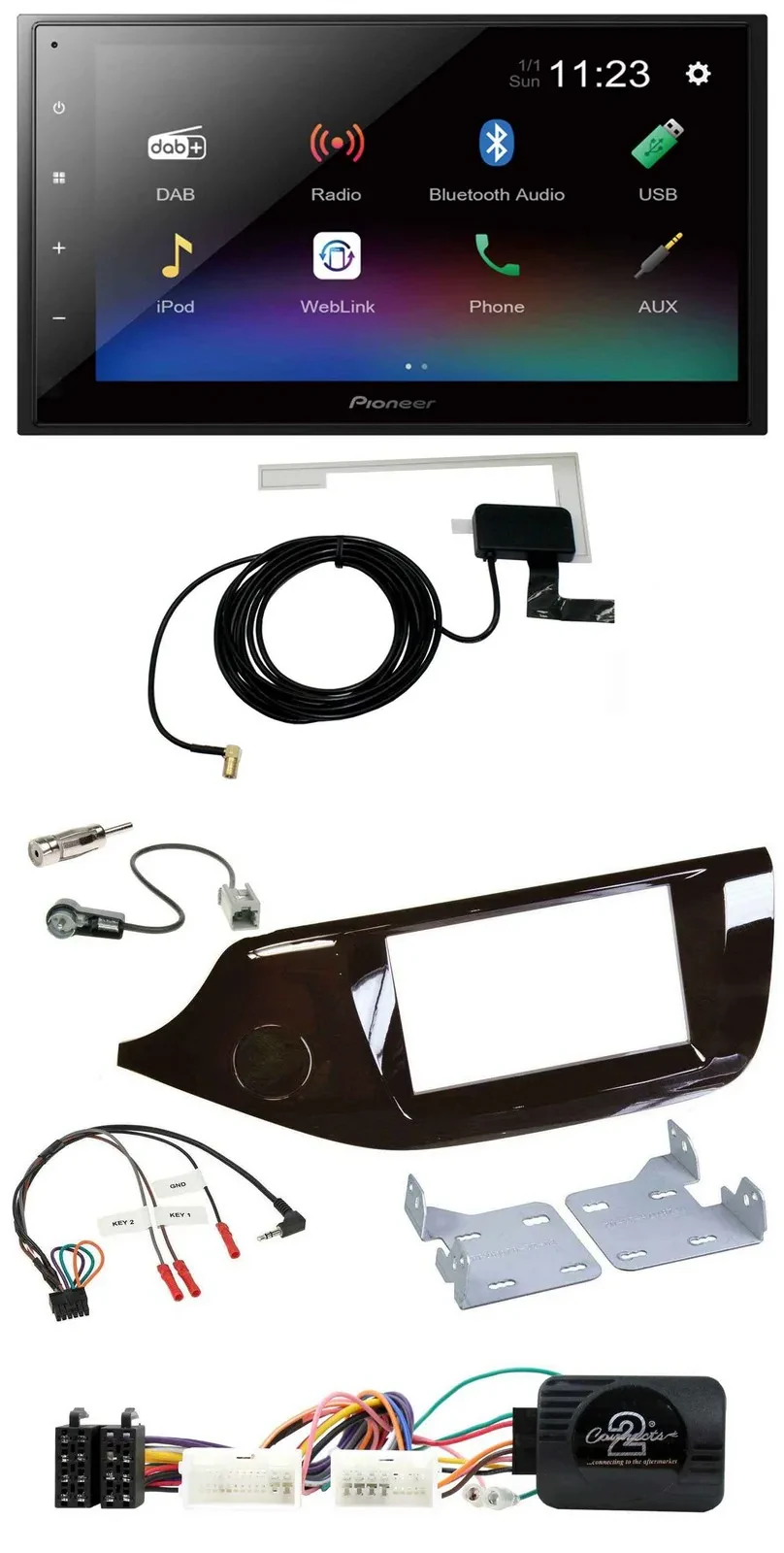 Автомагнитола для Kia Ceed (с 2012) Pioneer 2DIN, DAB, Bluetooth, USB, поддержка кнопок на руле, глянцевая