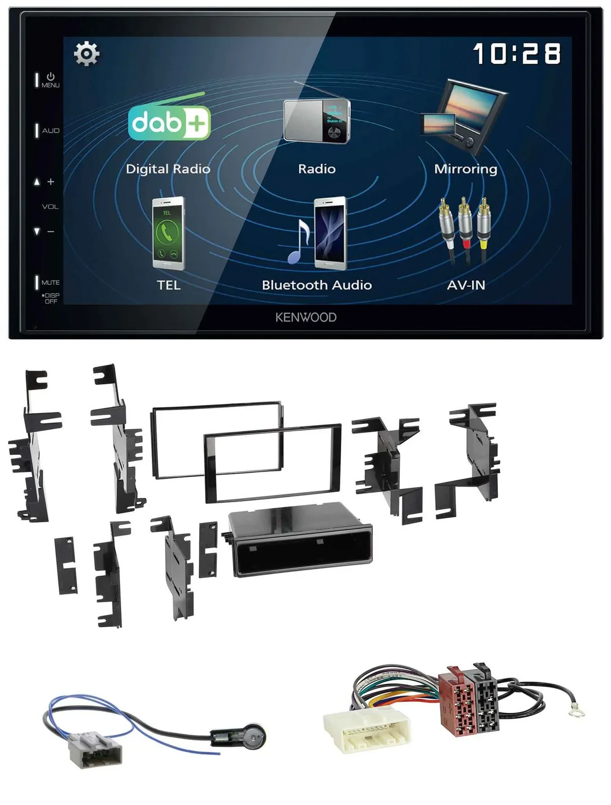 Kenwood 2DIN Bluetooth MP3 USB DAB Autoradio für Nissan Micra 13-17 schwarz glän