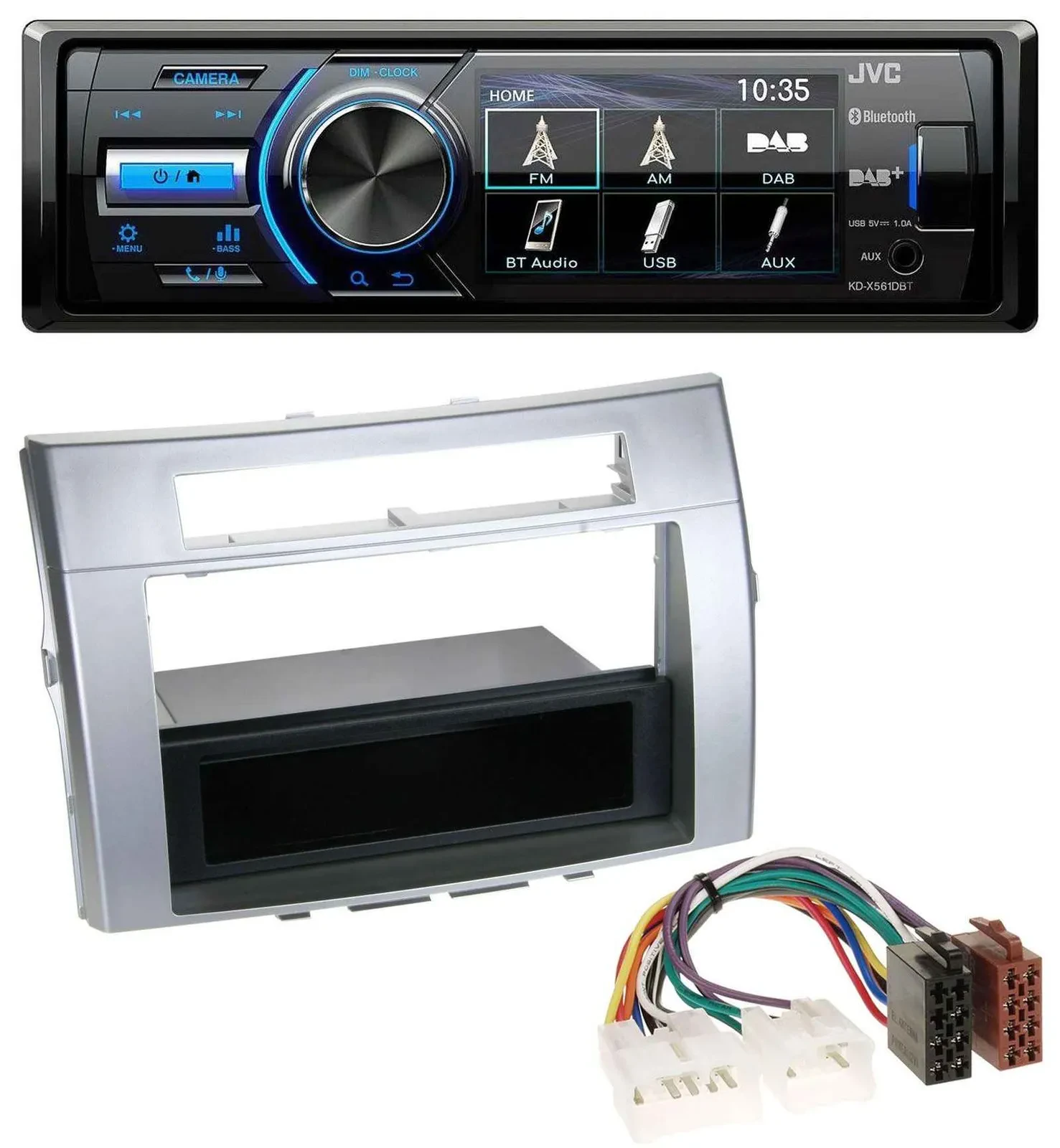 JVC Bluetooth MP3 USB DAB Autoradio für Toyota Corolla Verso 2004-2009 silber