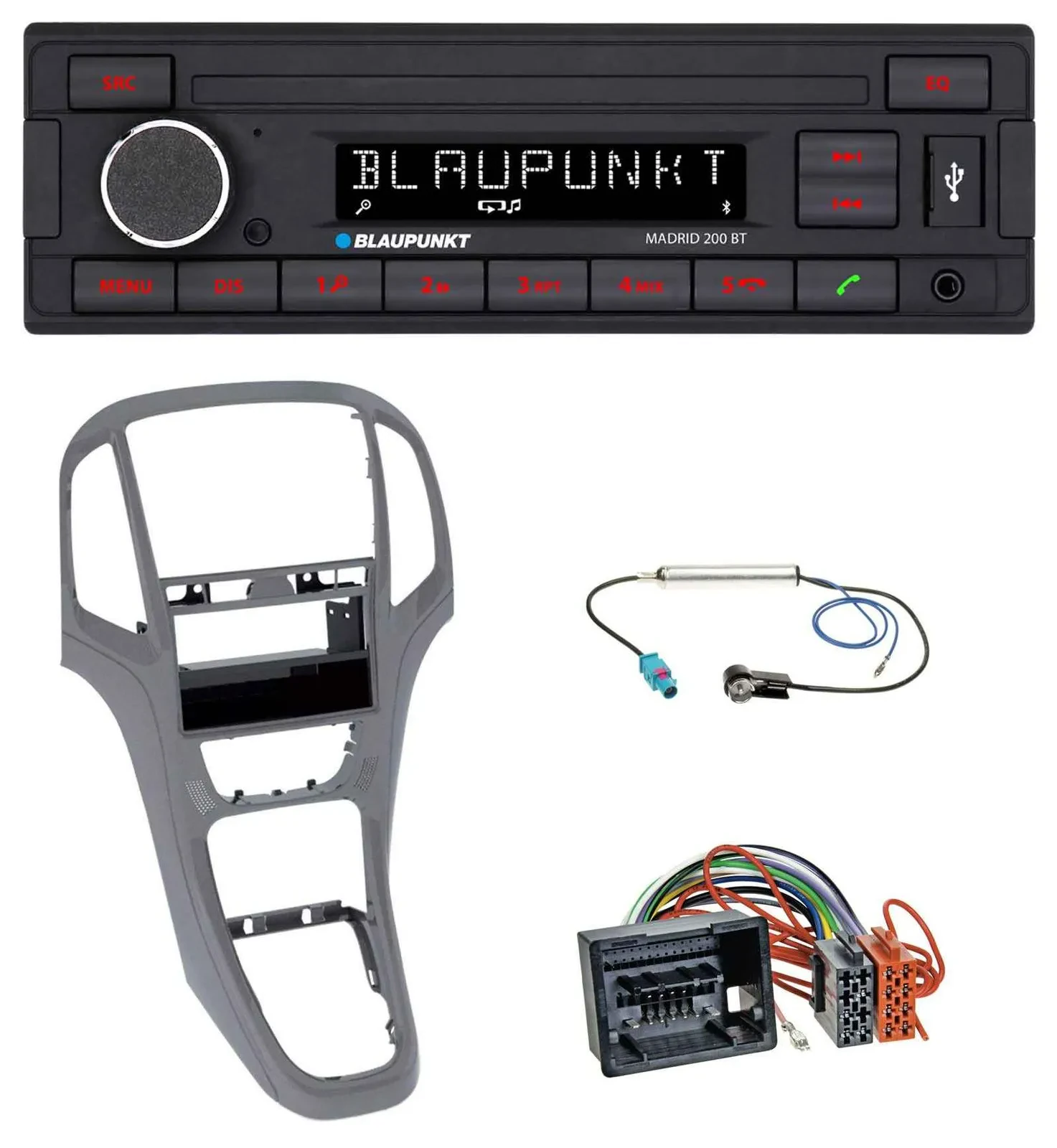 Blaupunkt USB AUX Bluetooth MP3 Autoradio für Opel Astra J ab 2009 Titan grau