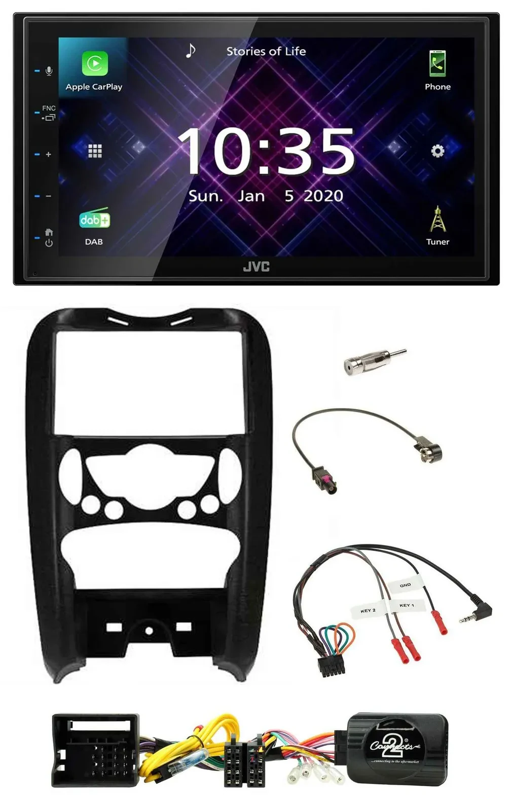 JVC DAB 2DIN Lenkrad Bluetooth USB Autoradio für Mini Cooper 2006-2014