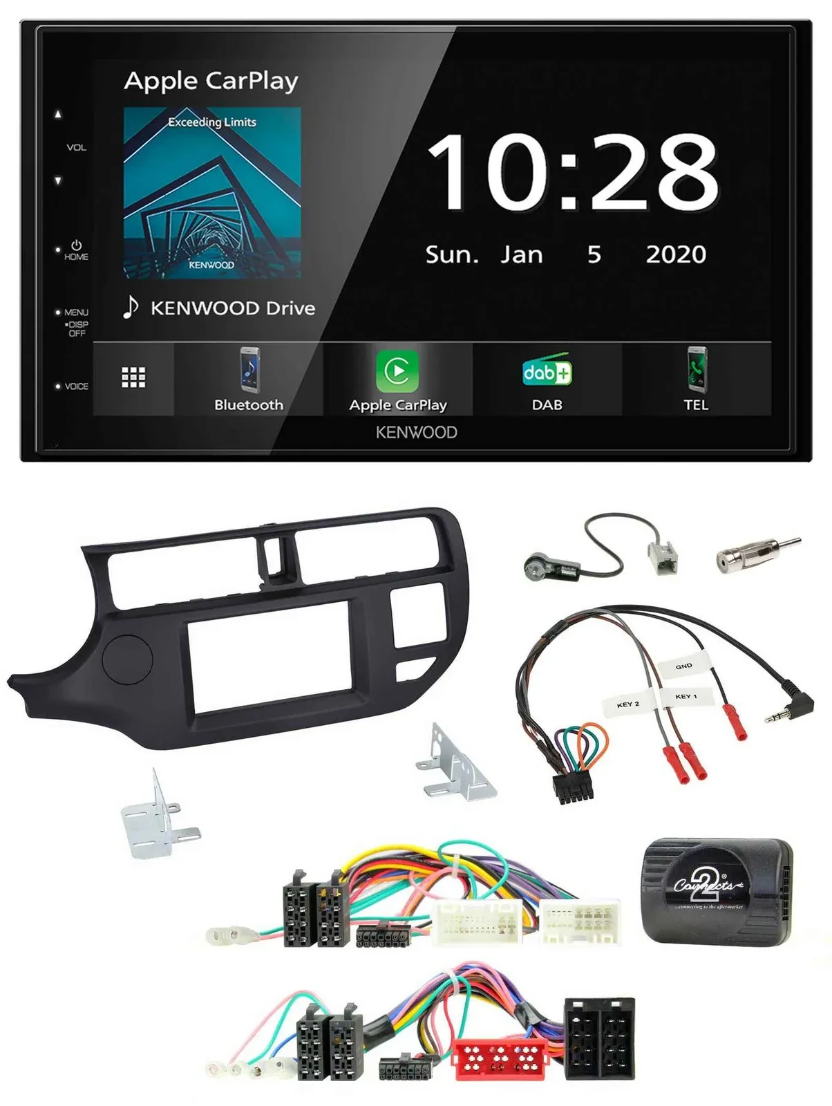 Kenwood Bluetooth Lenkrad DAB USB 2DIN Autoradio für Kia Rio UB 11-15 schwarz
