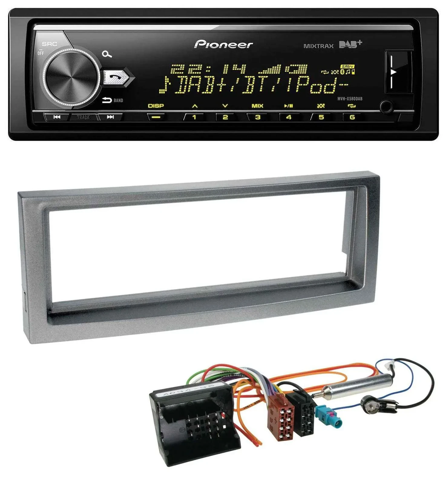 Pioneer Bluetooth USB DAB MP3 Autoradio für Citroen C5 Peugeot 407 ab 04 grau-me