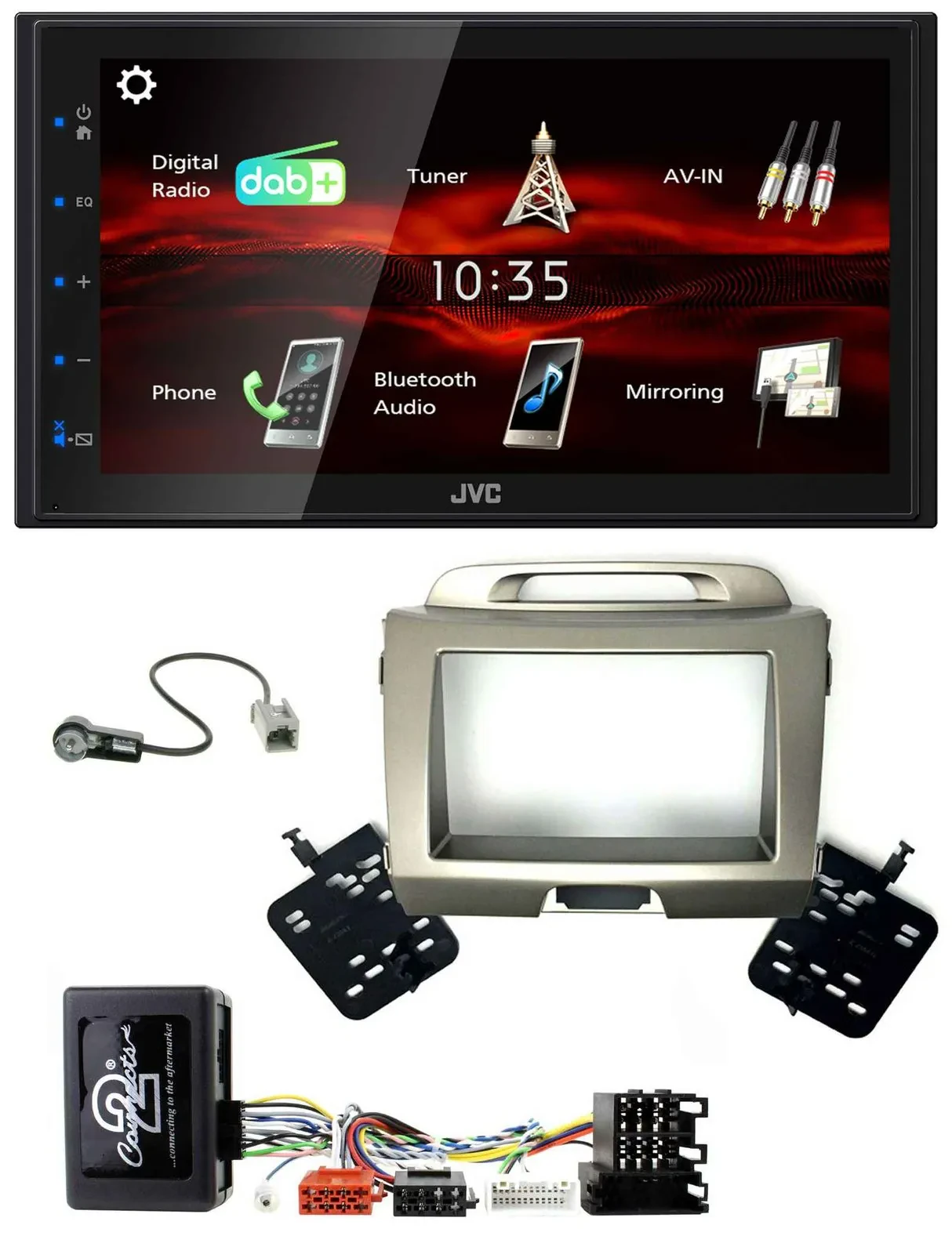 JVC USB Bluetooth Lenkrad DAB 2DIN Autoradio für Kia Sportage 3 Navi 10-15 silbe