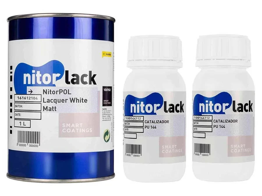 NITORLACK NitorPOL Polyurethan-Lack, White Matte - 1000ml Dose + 500 ml Trockner