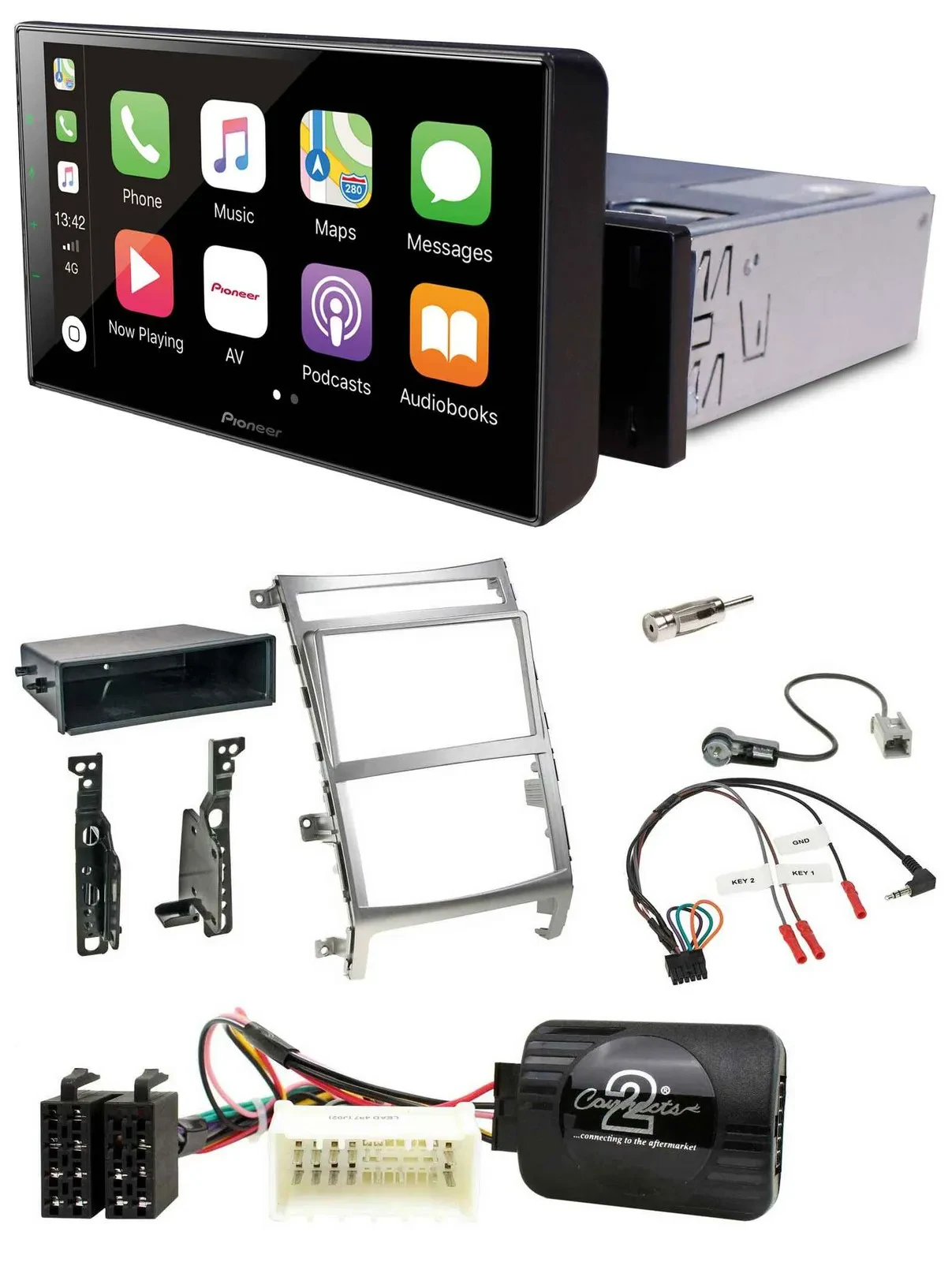 Pioneer Bluetooth Lenkrad DAB USB Autoradio für Hyundai IX55 2009-2012 silber