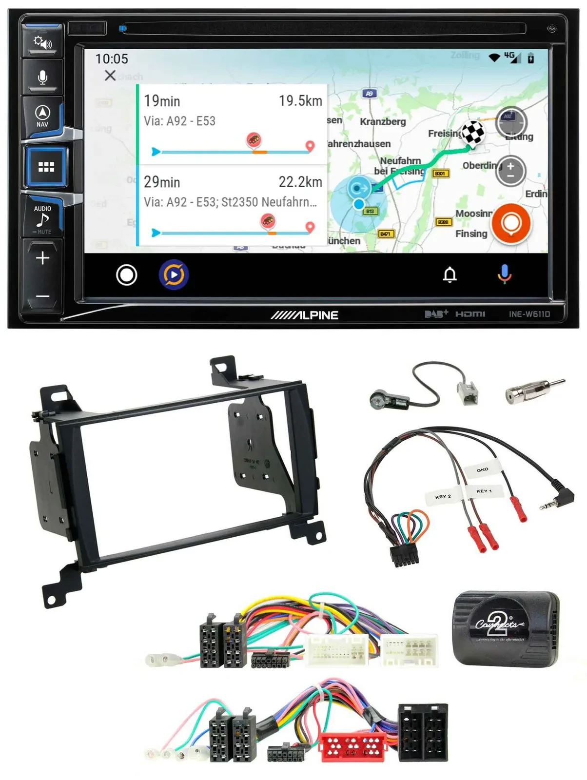 Alpine Bluetooth TMC USB DAB 2DIN Lenkrad Navigation für Hyundai Santa Fe 2010-2