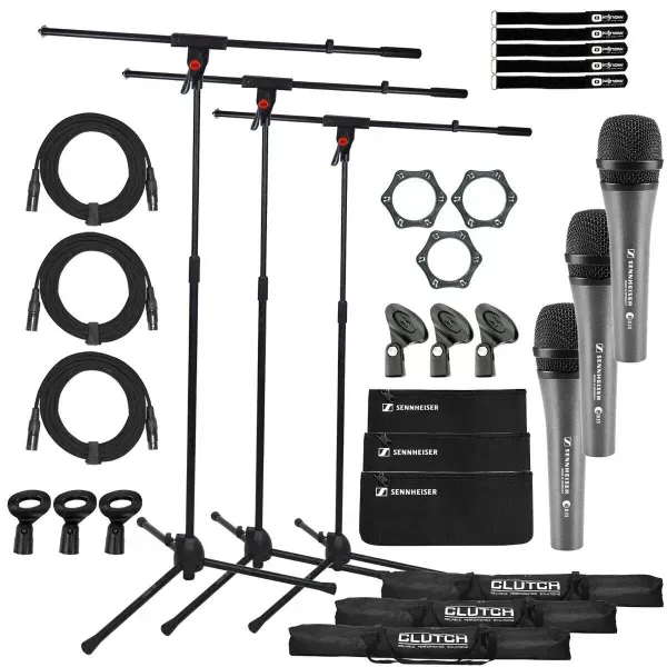 Sennheiser 3-PACK-E-835-S Handheld Microphone Set with Boom Stands