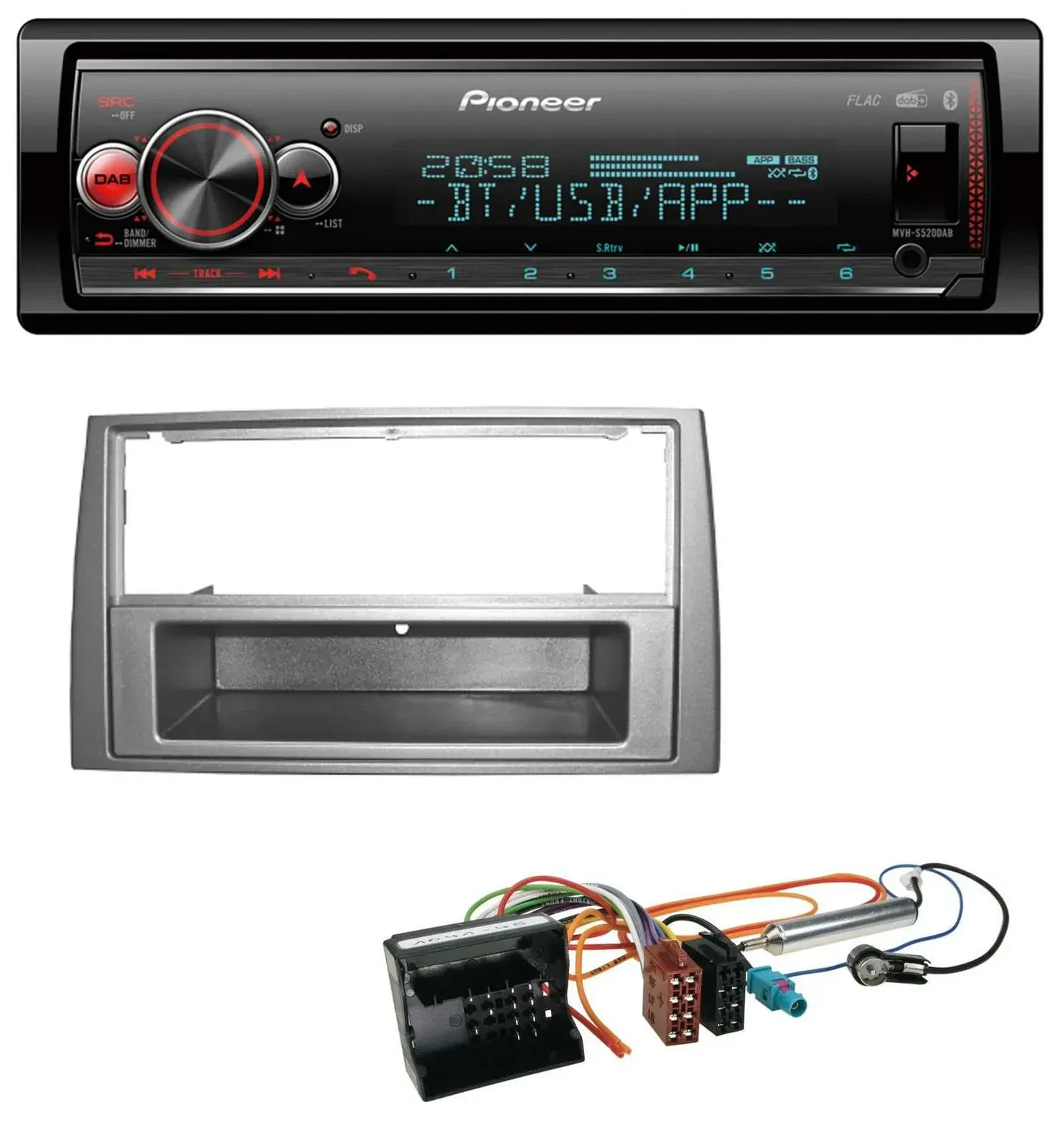 Автомагнитола Pioneer Bluetooth, USB, MP3, DAB для Peugeot 308 (2007–2009), темно-серый