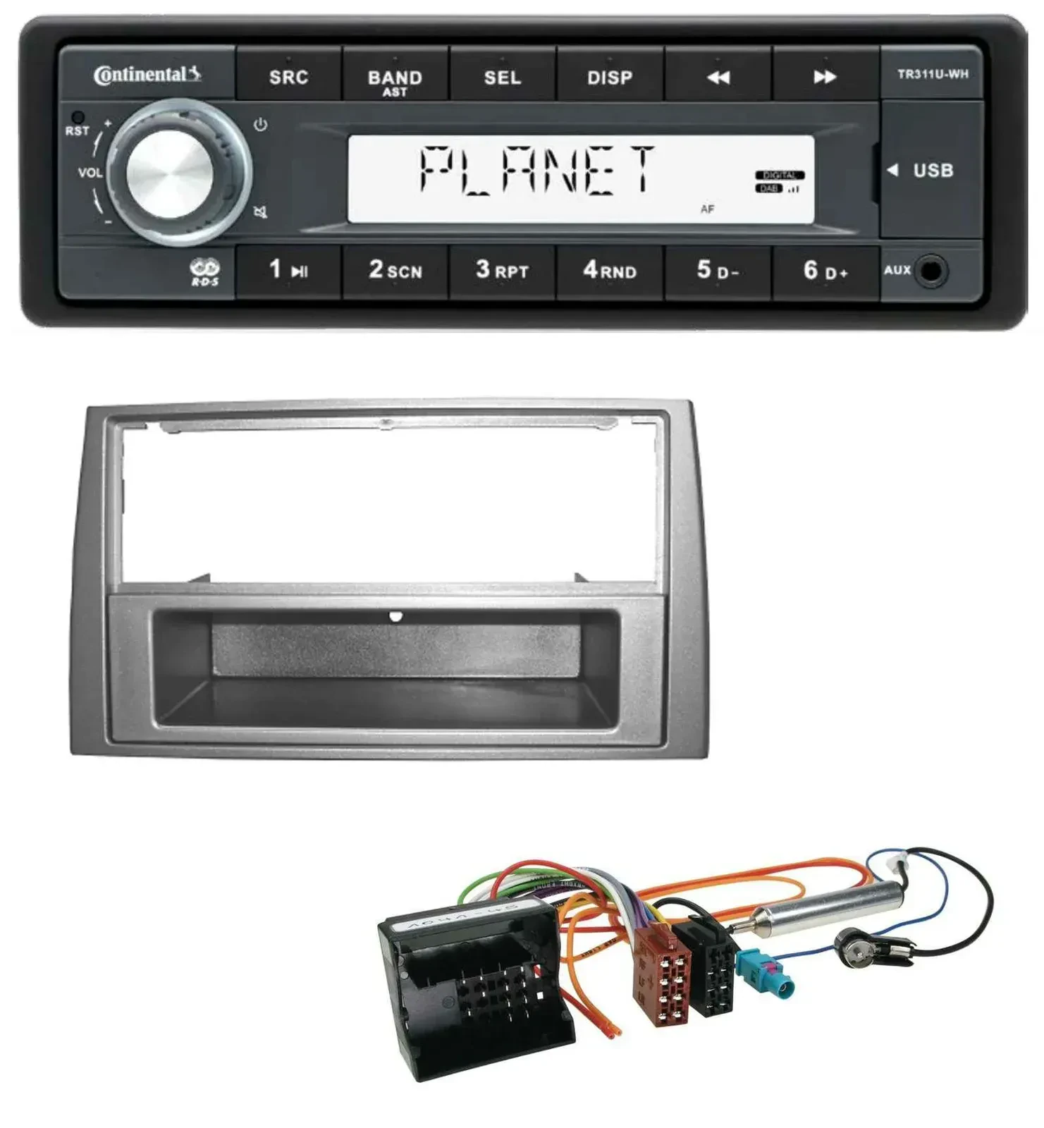 Continental USB MP3 AUX 1DIN Autoradio für Peugeot 308 07-09 dunkelsilber