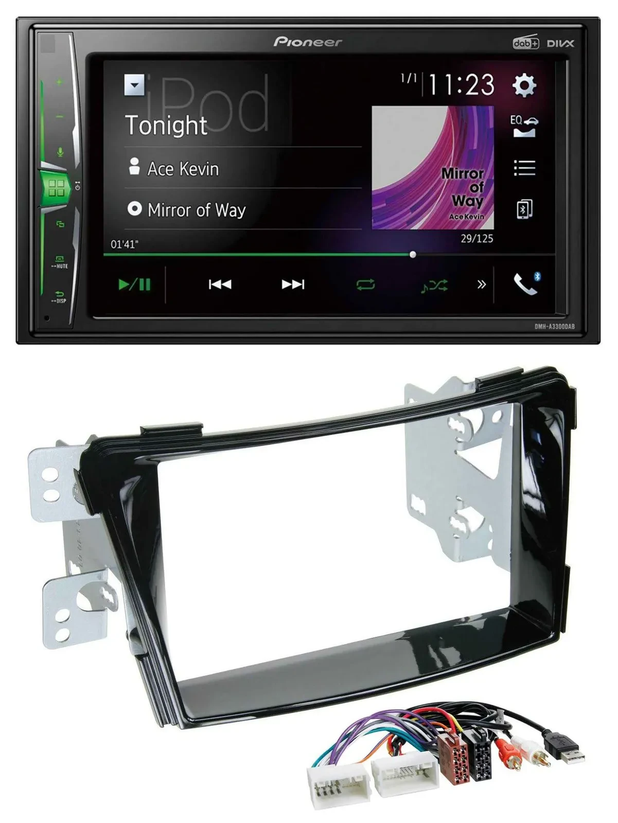 Автомагнитола для Hyundai i40 (с 2011) Pioneer 2DIN MP3 DAB USB Bluetooth, черный глянец