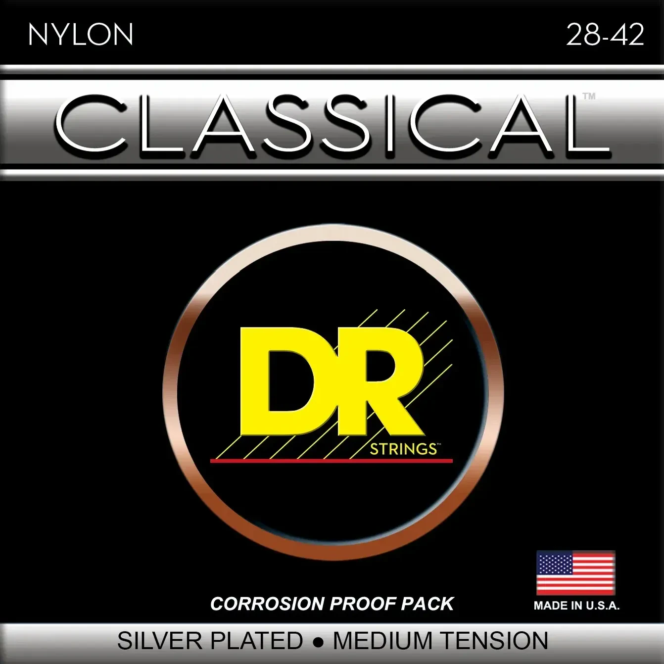 Струны для классической гитары DR Strings CN-M Classical Nylon Silver Plated Medium Tention
