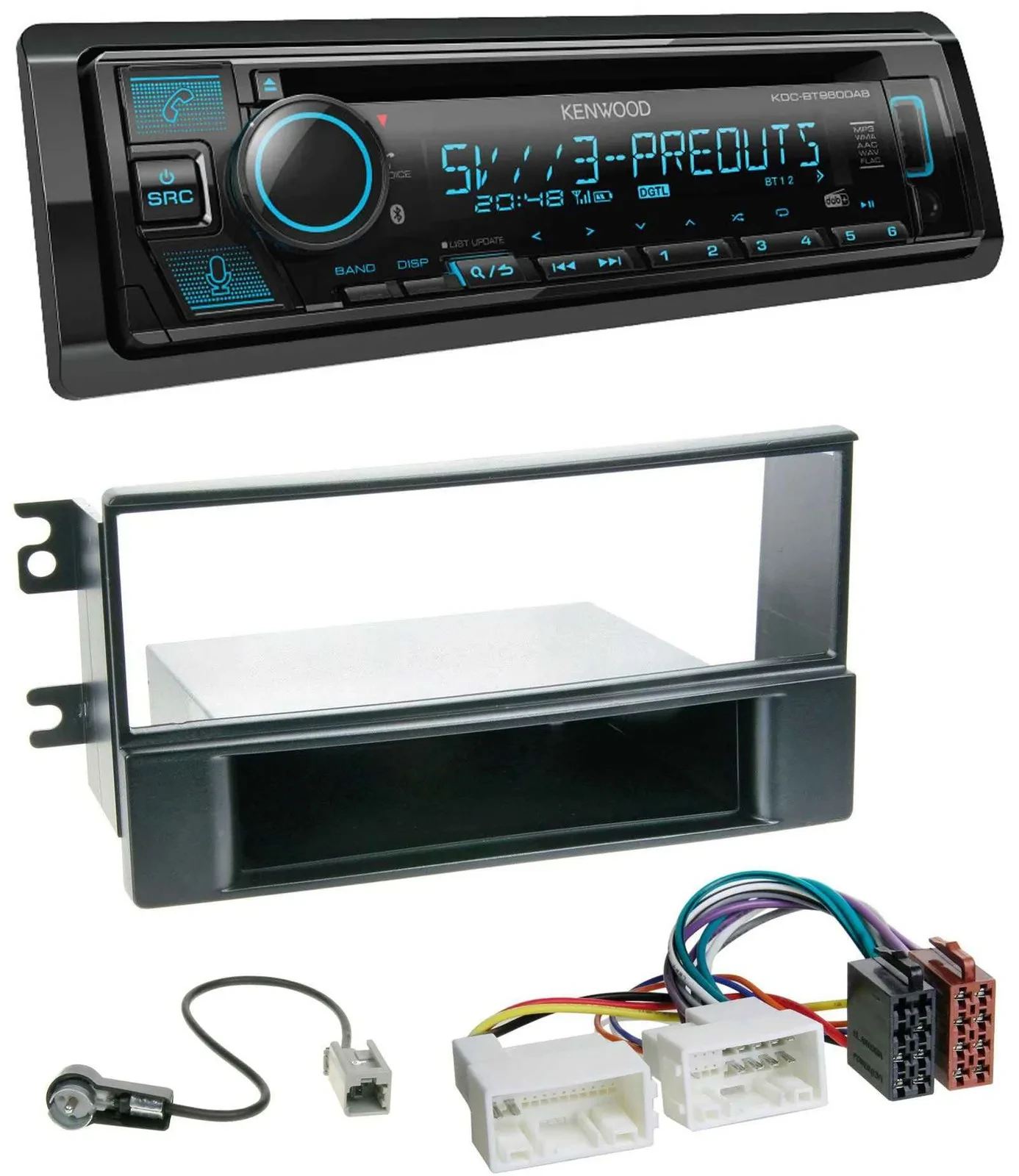 Kenwood Bluetooth USB CD MP3 DAB Autoradio für Kia Sportage II 08-10 neue Verkab