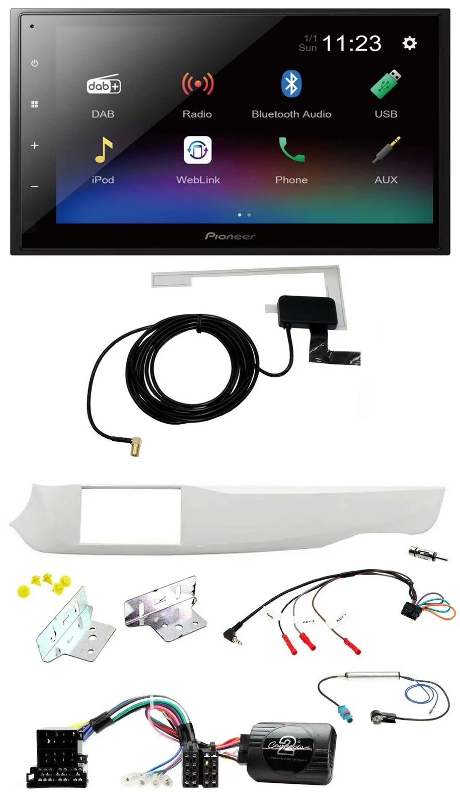 Автомагнитола Pioneer 2DIN, Bluetooth, USB, DAB, для Alfa Romeo Giulietta 2010–2014, совместим с кнопками на руле