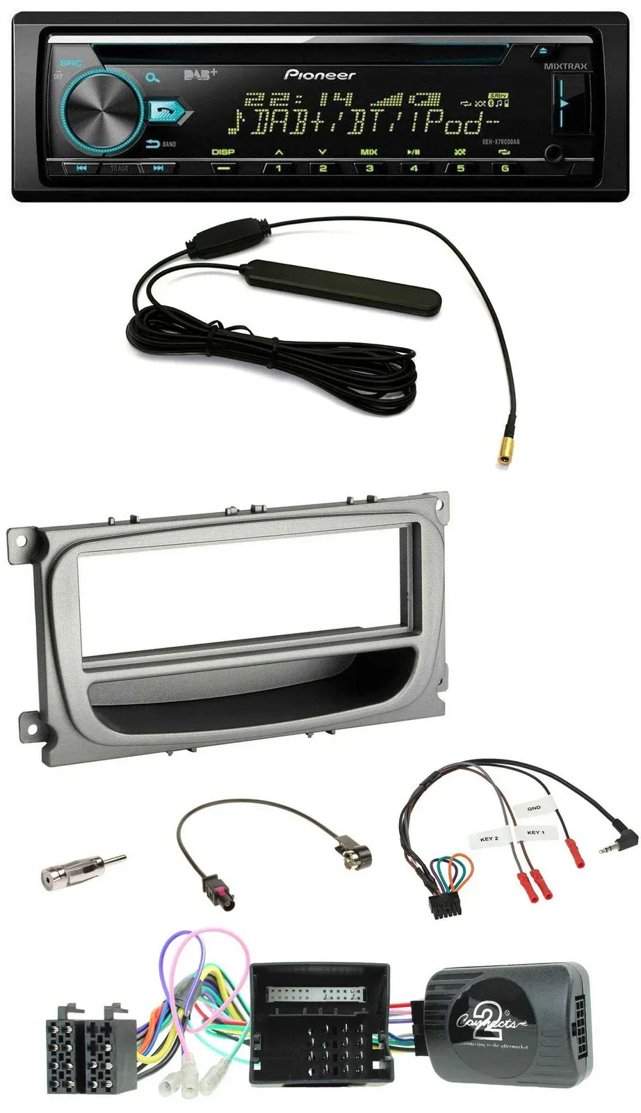 Pioneer CD MP3 Lenkrad DAB USB Autoradio für Ford Focus Galaxy C-Max Can ab 2007