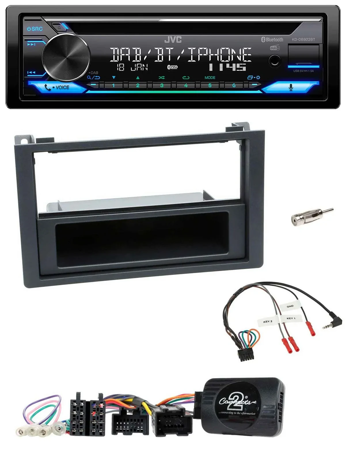JVC Bluetooth Lenkrad USB DAB CD Autoradio für Saab 9.3 (ab 2008)
