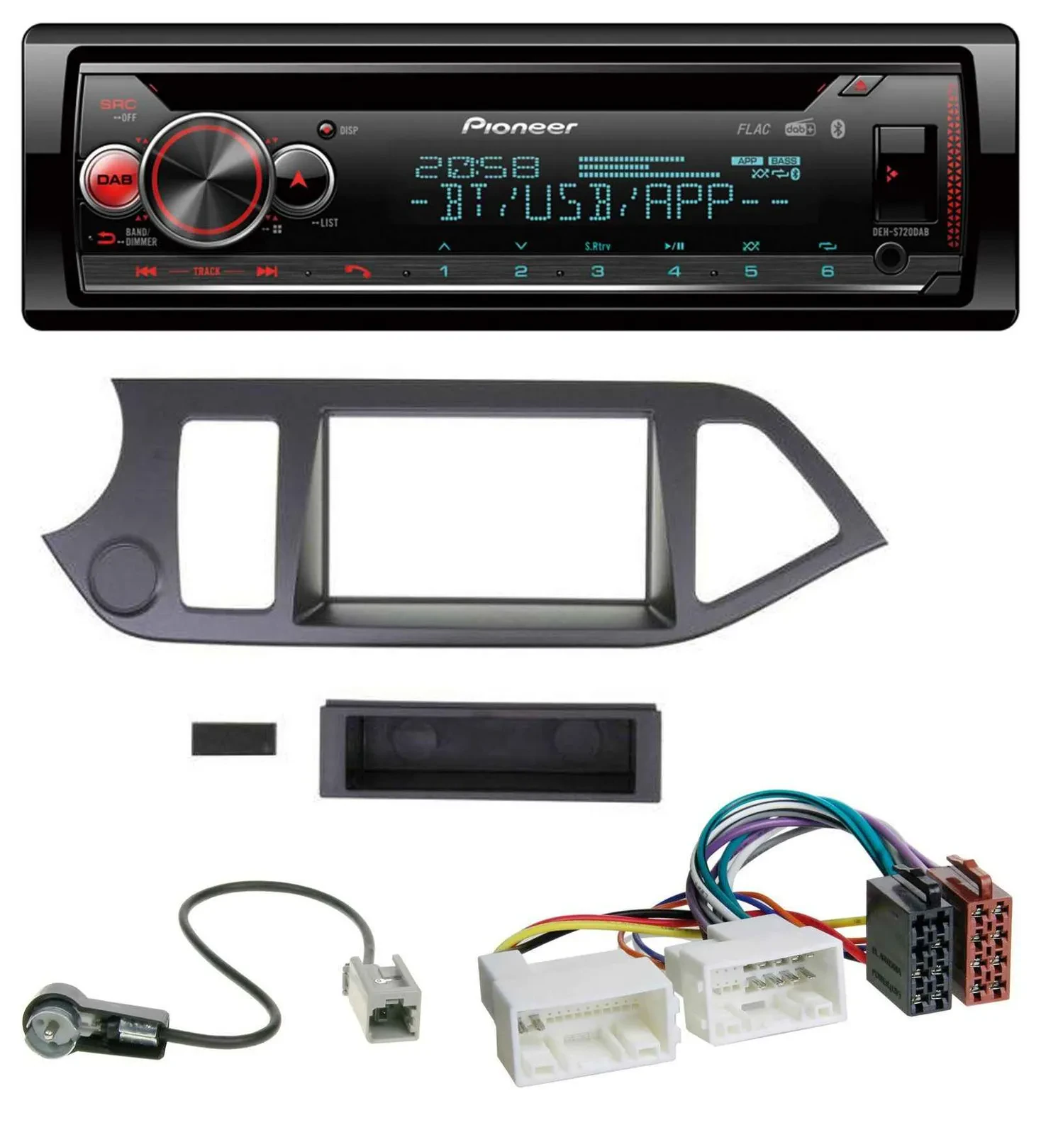 Автомагнитола для Kia Picanto (с 2011, без Start-Stop) Pioneer CD, DAB, Bluetooth, USB, MP3