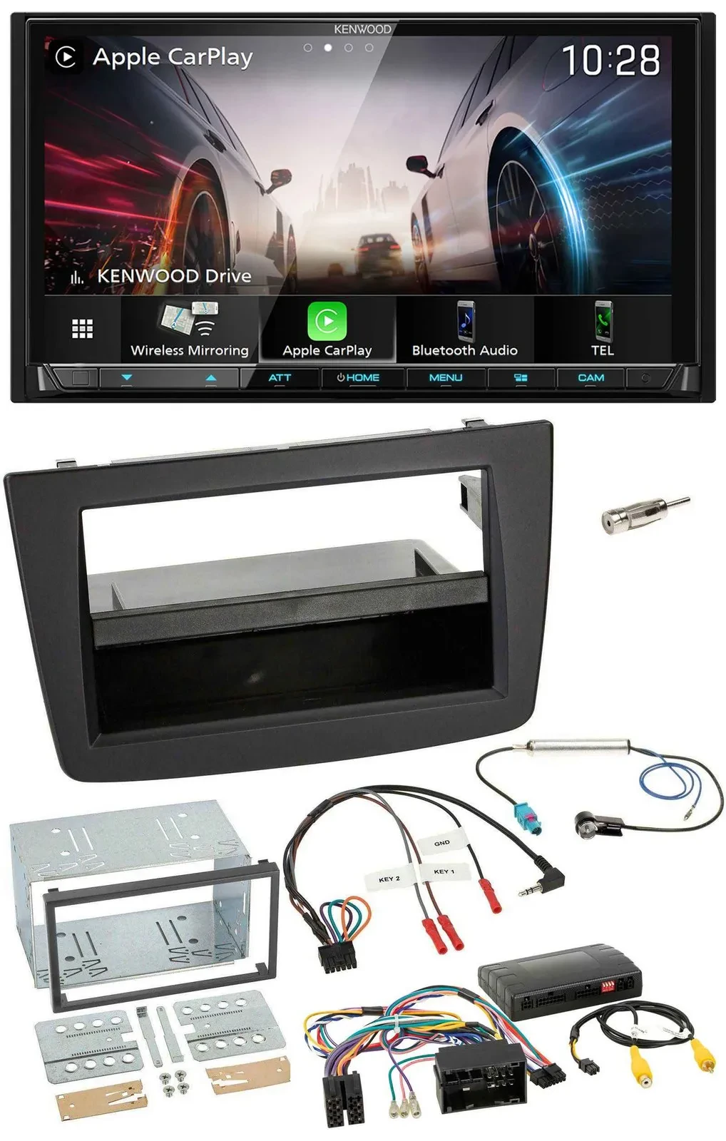 Автомагнитола Kenwood 2-DIN USB DAB Bluetooth для Alfa Romeo MiTo (2014–2018) с поддержкой кнопок на руле