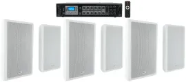 Rockville 6-Zone 70v Amplifier+(6) Slim White Restaurant/Bar/Cafe Wall Speakers