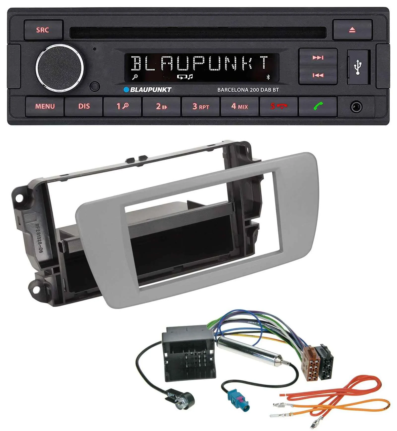 Blaupunkt USB DAB CD Bluetooth MP3 Autoradio für Seat Ibiza (ab 08) - dublingrau