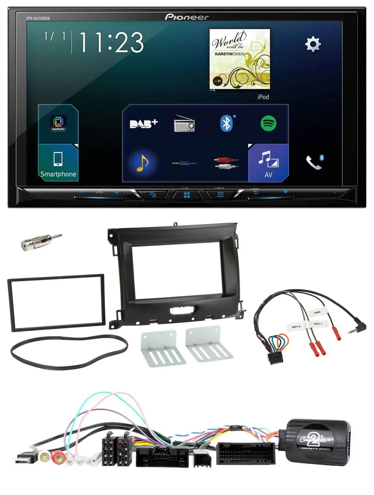 Pioneer Lenkrad Bluetooth USB 2DIN DAB Autoradio für Ford Ranger XL ab 02/2016