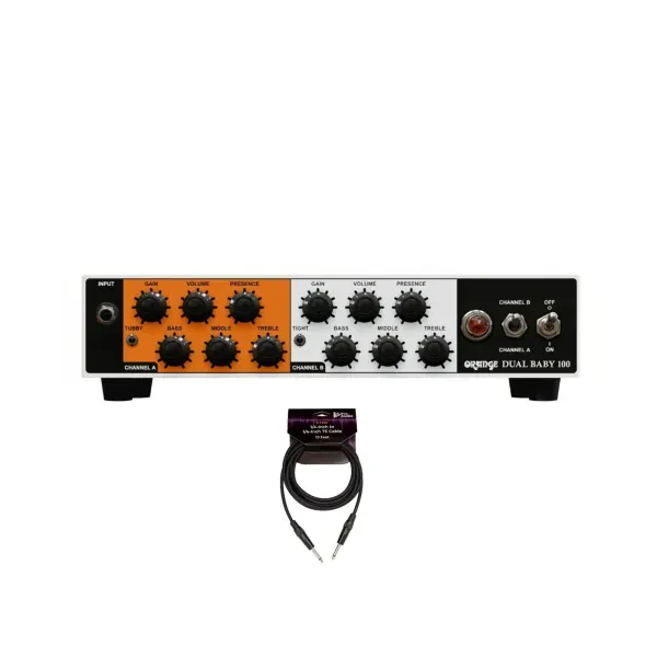 Orange Dual Baby 100 White Guitar Head and 10 Feet TS Guitar Cable Bundle