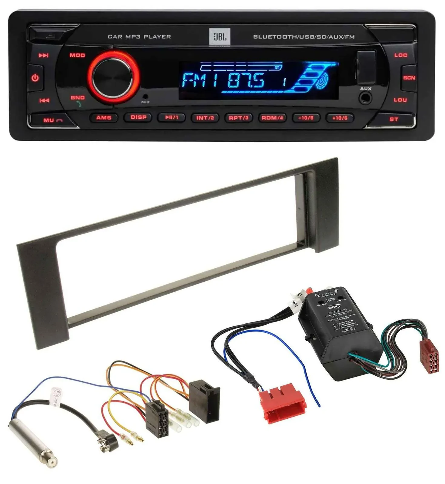JBL AUX MP3 USB Bluetooth SD Autoradio für Audi A4 B6 00-04 Bose Aktivsystem Min