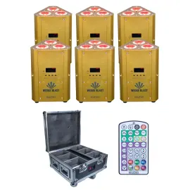 Светодиодный прожектор для DJ Clutch WEDGEBLAST-GLD-6PK аккумуляторный, DMX, IR, треугольный, цвет корпуса: золотой (набор, 6 шт.) с кейсом