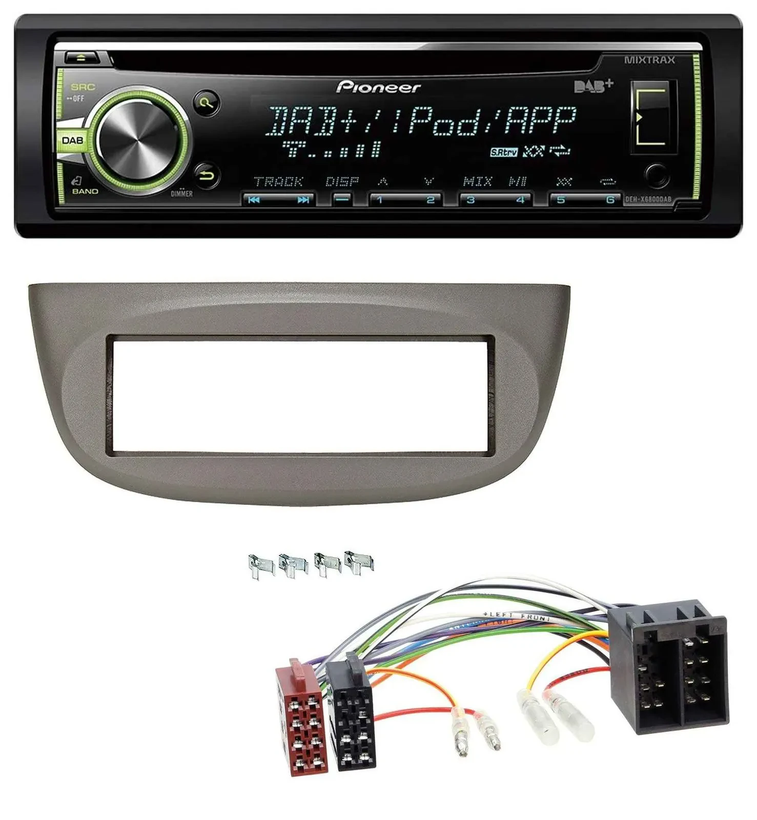Pioneer DAB USB MP3 AUX CD Autoradio für Renault Twingo 07-12 beige-grau
