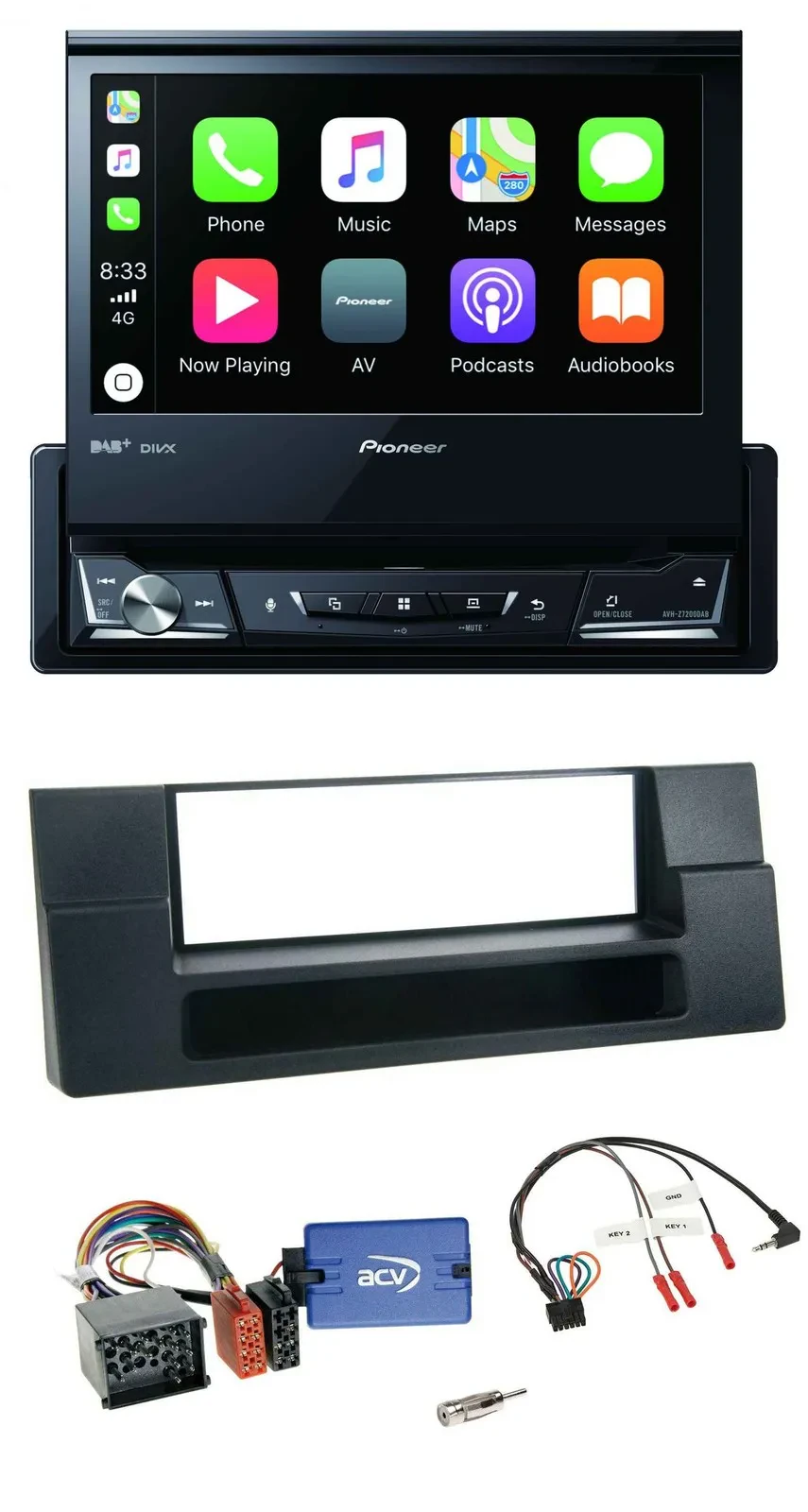 Pioneer DVD Bluetooth DAB USB Lenkrad Autoradio für BMW 5er Ablage Rundpin