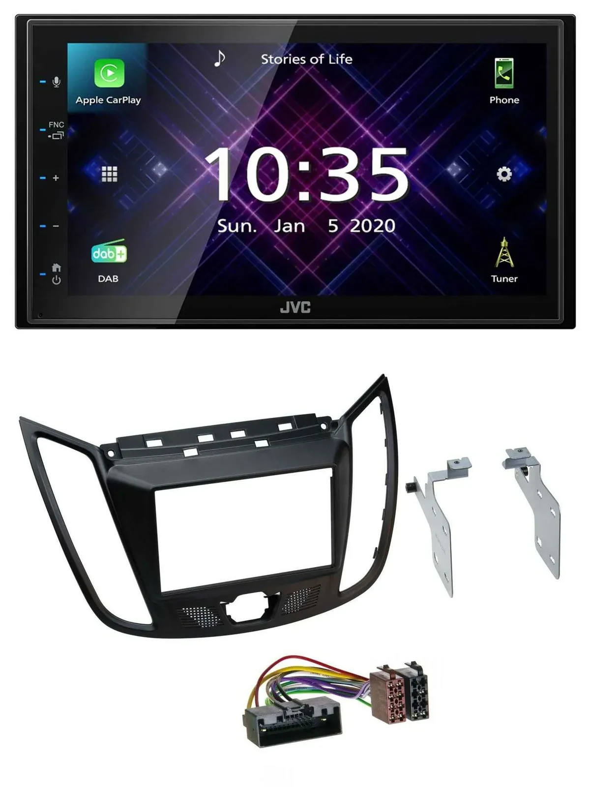 JVC DAB 2DIN MP3 Bluetooth USB Autoradio für Ford Kuga (DM2, ab 2013)