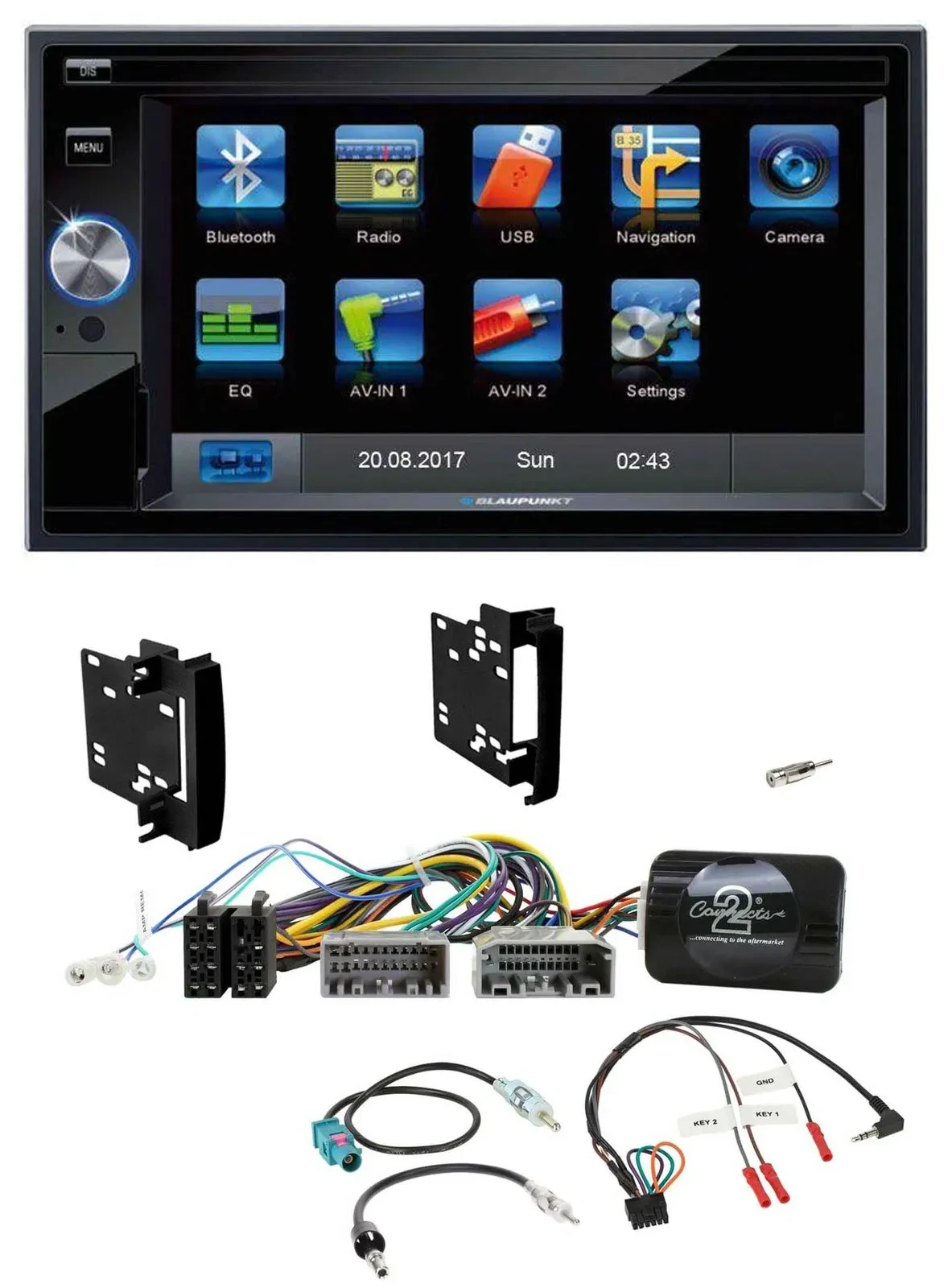 Blaupunkt 2DIN Bluetooth TMC USB Lenkrad SD Navigation für Chrysler Dodge Jeep
