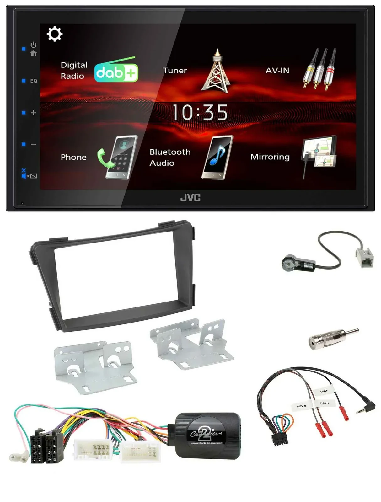 JVC USB Bluetooth Lenkrad DAB 2DIN Autoradio für Hyundai i40 VF ab 2011 schwarz