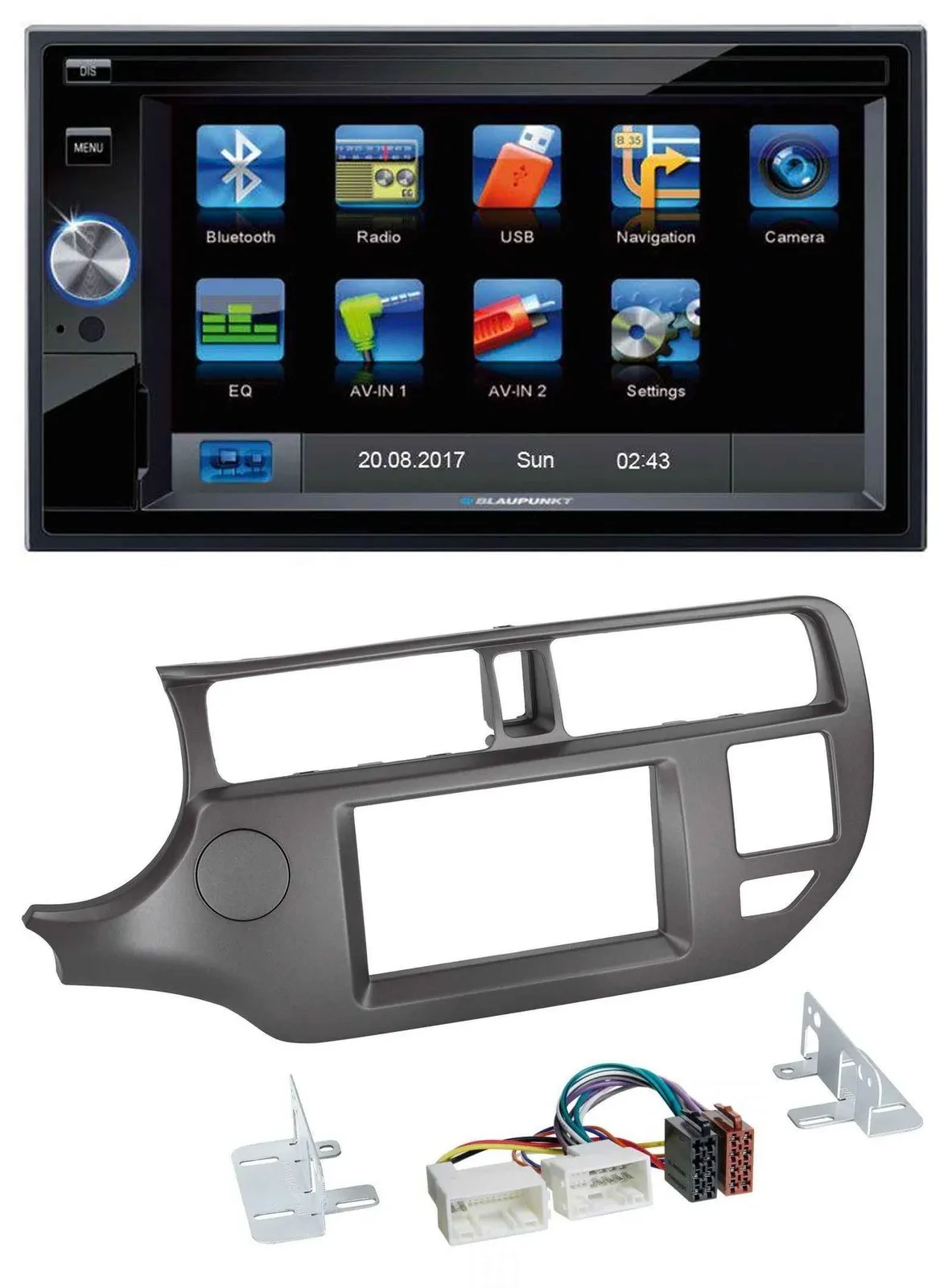 Автомагнитола для Kia Rio UB (2011–2014) Blaupunkt 2DIN Bluetooth SD USB AUX, антрацит