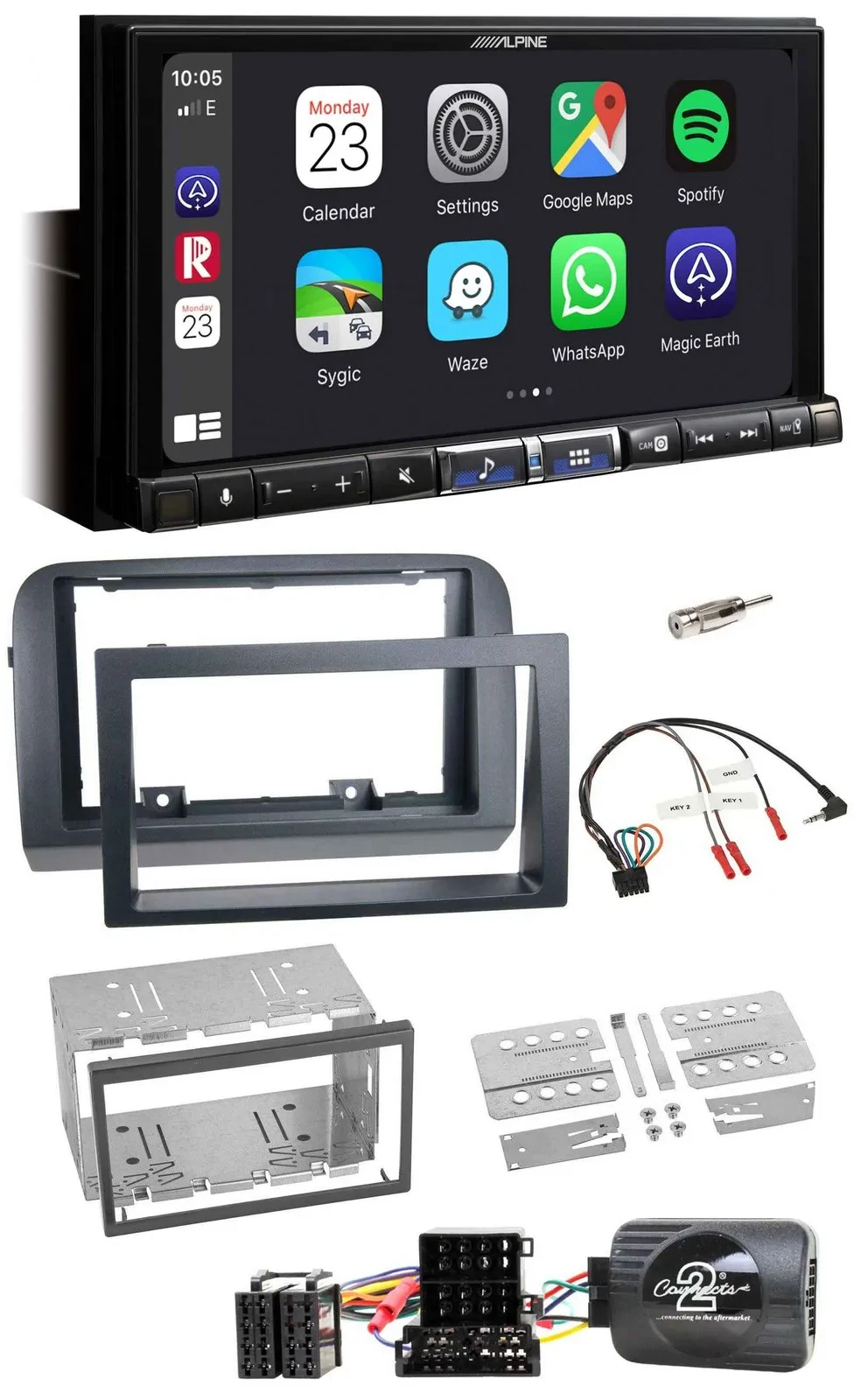 Alpine 2DIN DAB USB Lenkrad Bluetooth Autoradio für Fiat Croma 2005-2010