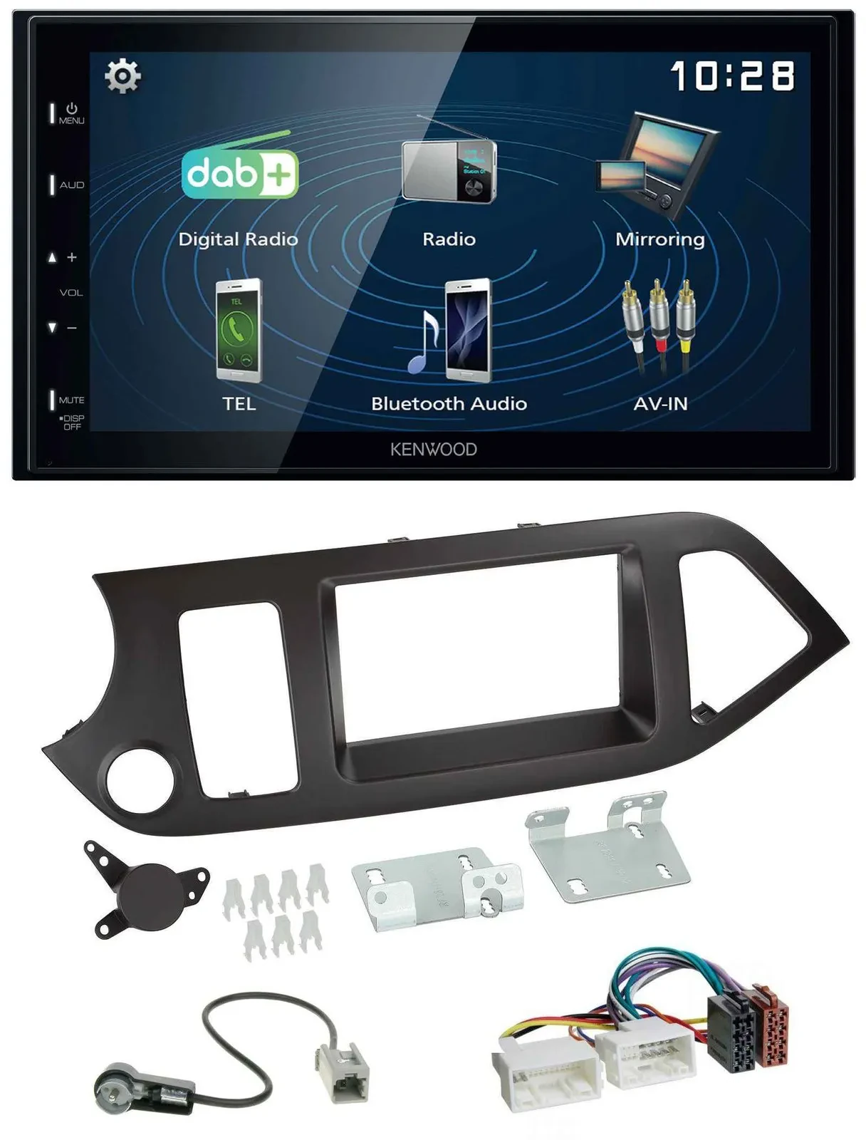 Автомагнитола Kenwood 2DIN Bluetooth MP3 USB DAB для Kia Picanto (с 2011), без Start-Stop