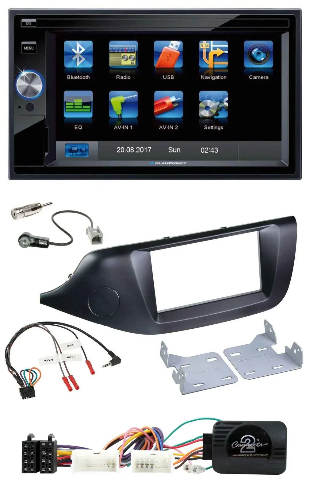 Blaupunkt SD USB TMC Bluetooth 2DIN Lenkrad Navigation für Kia Ceed ab 2012 schw